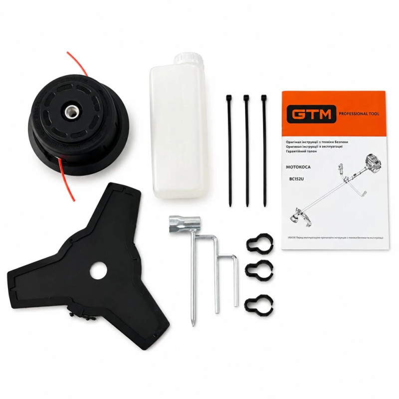 Бензинова мотокоса GTM BCI52U 1.45 кВт з ножем та косильною головкою Tap'n'Go