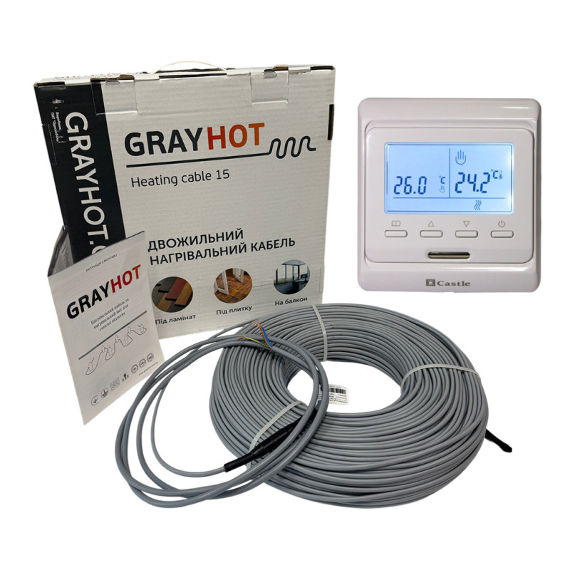 Комплект теплої підлоги з програматором GrayHot 150 Вт/м² (під плитку)